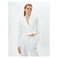 Koton Buttoned Crop Blazer Jacket Double Breasted