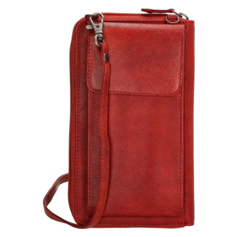 Beagles Červená kožená kabelka na mobil + peněženka 2v1 „Dayana“