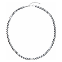 Evolution Group Perlový náhrdelník šedý s krystaly Swarovski 32063.3