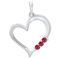 Silvego Stříbrný přívěsek Srdce s červenými krystaly Swarovski SILVEGO11580R