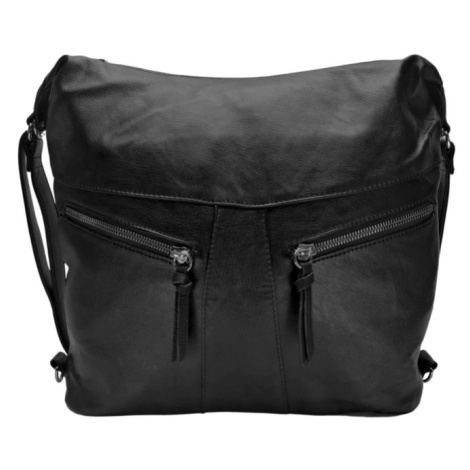 Velký černý kabelko-batoh 2v1 s šikmými kapsami Tapple