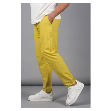 Madmext Yellow Muslin Fabric Men's Basic Trousers 5491