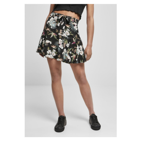 Ladies Viscose Mini Skirt - black tropical Urban Classics