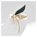 Éternelle Luxusní brož s perlou a zirkony Magdalena Gold - vážka B7236-LXT0553B Zlatá
