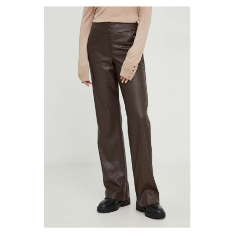 Kalhoty Answear Lab dámské, hnědá barva, zvony, high waist
