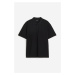 H & M - Tričko z piké Relaxed Fit - černá