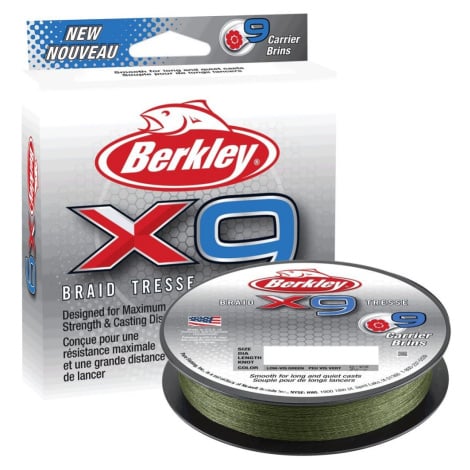 Berkley splétaná šňůra x9 low vis green-průměr 0,08 mm / nosnost 7,6 kg