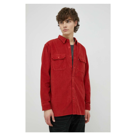 Manšestrová košile Levi's pánská, červená barva, relaxed, s klasickým límcem Levi´s