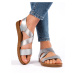 Pohodlné sandály stříbrné dámské na plochém podpatku