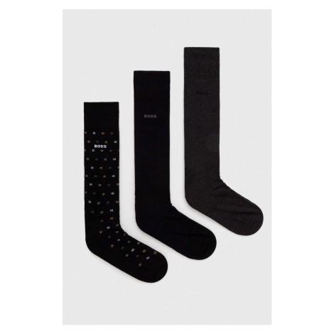 Ponožky BOSS 3-pack pánské, černá barva Hugo Boss