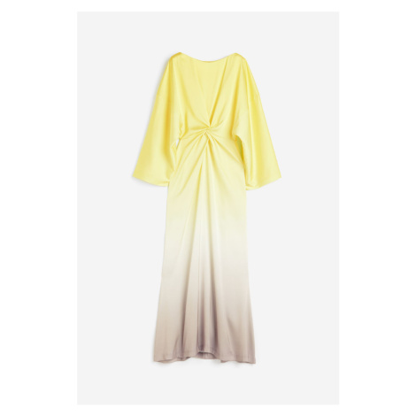 H & M - Saténové šaty se stočeným detailem - žlutá H&M
