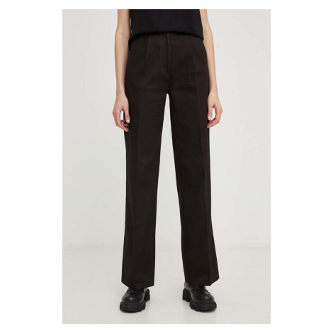 Kalhoty Answear Lab X limited collection NO SHAME dámské, černá barva, široké, high waist