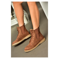 Fox Shoes R374961902 Tan Dámské Klasické Semišové Boty s Elastickými Stranami