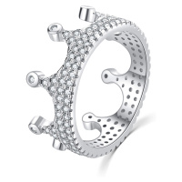 MOISS Luxusní stříbrný prsten se zirkony Královská korunka R00021 54 mm