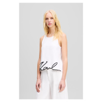 Top karl lagerfeld signature hem tank top white