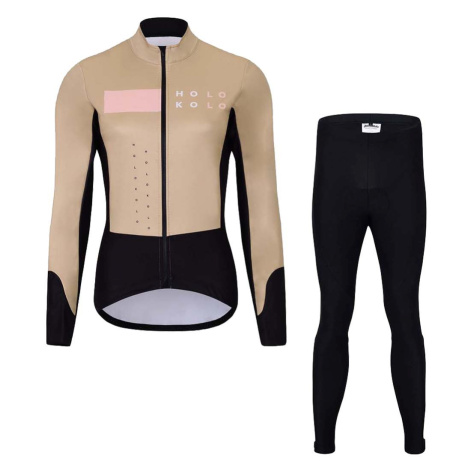 HOLOKOLO Cyklistická zimní bunda a kalhoty - ELEMENT LADY - černá/hnědá/béžová