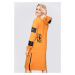 Sportowa sukienka z kapturem zapinana na zamek, musztarda : Kolor - Pomarańczowy, Rozmiar - XL V