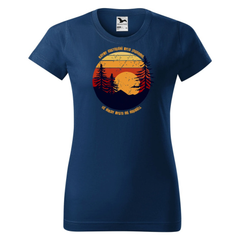 DOBRÝ TRIKO Dámské tričko s potiskem Cestování Barva: Půlnoční modrá