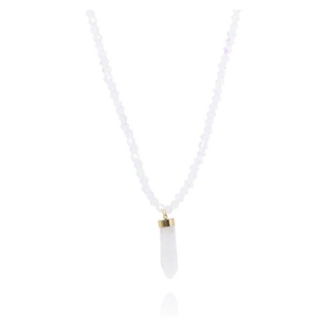Pozlacený náhrdelník s bílým krystalem ECARLA