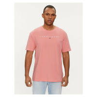 Tommy Jeans pánské růžové tričko LINEAR