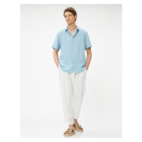 Koton Summer Shirt Short Sleeve Turndown Collar Buttoned Cotton