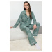 Trendyol Green Sun Patterned Viscose Woven Pajama Set