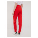 Bavlněné kalhoty Hugo dámské, červená barva, melanžové