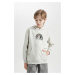 DEFACTO Boy Oversize Fit Wide Pattern Printed Hooded Sweatshirt