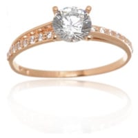 Prsten z růžového zlata s čirými zirkony PR0544F + DÁREK ZDARMA
