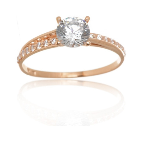 Prsten z růžového zlata s čirými zirkony PR0544F + DÁREK ZDARMA Ego Fashion