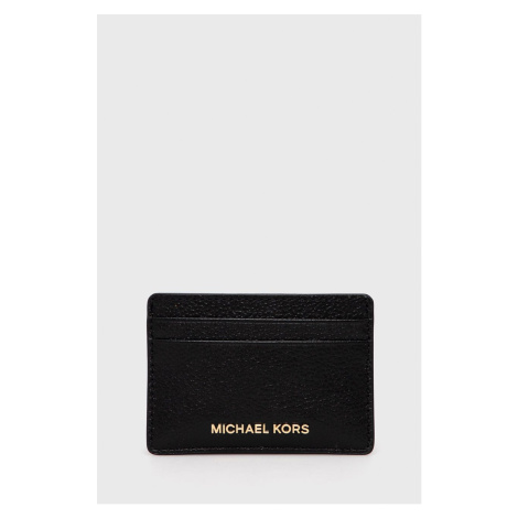 Kožené pouzdro na karty MICHAEL Michael Kors dámský, černá barva