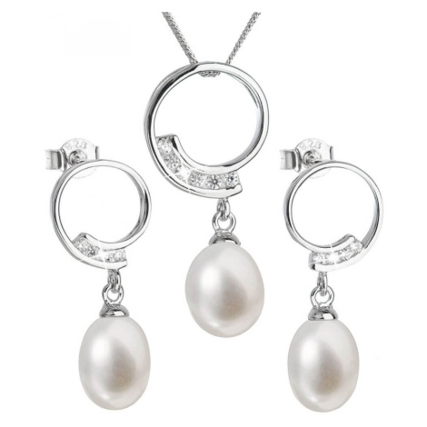 Evolution Group Luxusní stříbrná souprava s pravými perlami Pavona 29030.1 (náušnice, řetízek, p