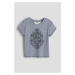 H & M - Žebrované tričko - šedá