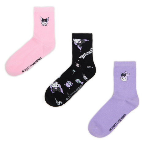 Cropp - Sada 3 párů ponožek Kuromi - Vícebarevná