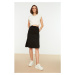 Trendyol Black Waist Detailed Slit Midi Slim Knitted Skirt