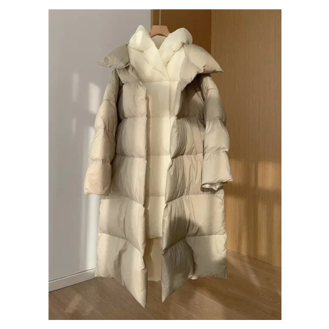 Zimní dámská bunda – dlouhá, dvoudílný vzhled, kapuce