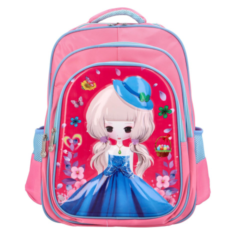 Dětský látkový školní batoh Princezna s kloboučkem, světle růžová New Berry