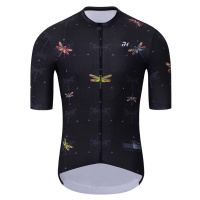 HOLOKOLO Cyklistický dres s krátkým rukávem - DRAGONFLIES ELITE - černá