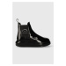 Kožené kotníkové boty Karl Lagerfeld KAPRI KC dámské, černá barva, na plochém podpatku, KL62540S
