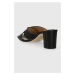 Kožené pantofle Lauren Ralph Lauren Freddi dámské, černá barva, na podpatku, 80292500000000000