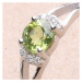 Prsten stříbrný s broušeným olivínem a zirkony Ag 925 015090 PD - 57 mm , 1,5 g
