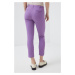 Kalhoty Sisley dámské, fialová barva, jednoduché, high waist