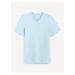 Světle modré pánské basic tričko Celio Debasev