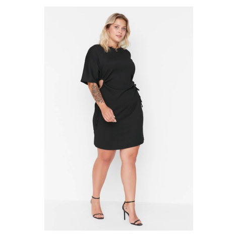 Trendyol Curve Black Side Cut Out Detailed Crew Neck Knitted Dress