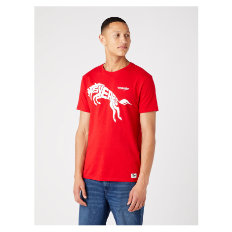 Červené pánské tričko s potiskem Wrangler