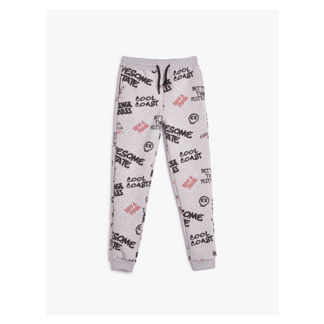 Koton Jogger Sweatpants Printed Tie Waist With Ribbon