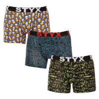 3PACK pánské boxerky Styx long art sportovní guma vícebarevné (3U12672/2)