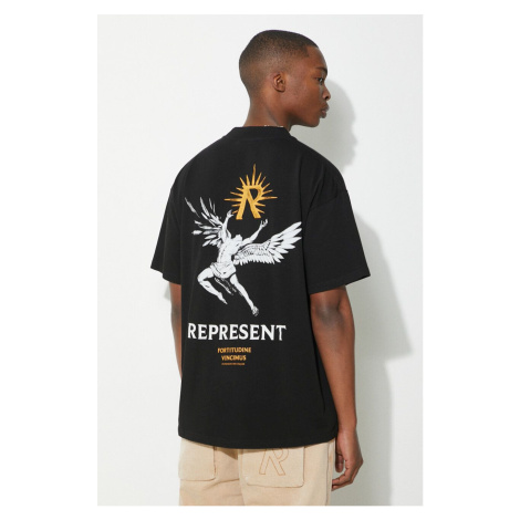 Bavlněné tričko Represent Icarus černá barva, s potiskem, MLM467.01