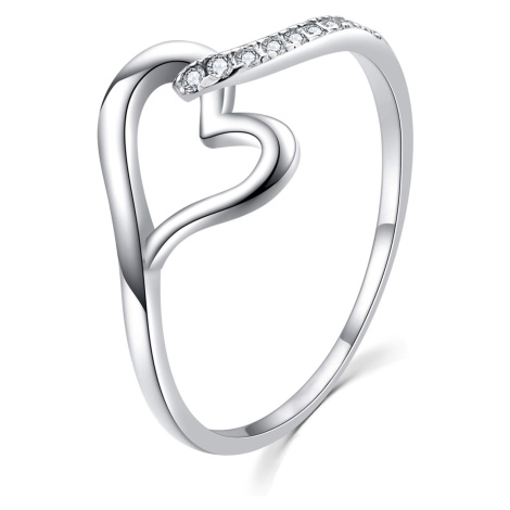 MOISS Okouzlující stříbrný prsten se zirkony Srdce R00019