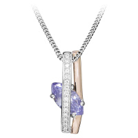 Silver Cat Módní náhrdelník s fialovým kubickým zirkonem SC465 (řetízek, přívěsek)